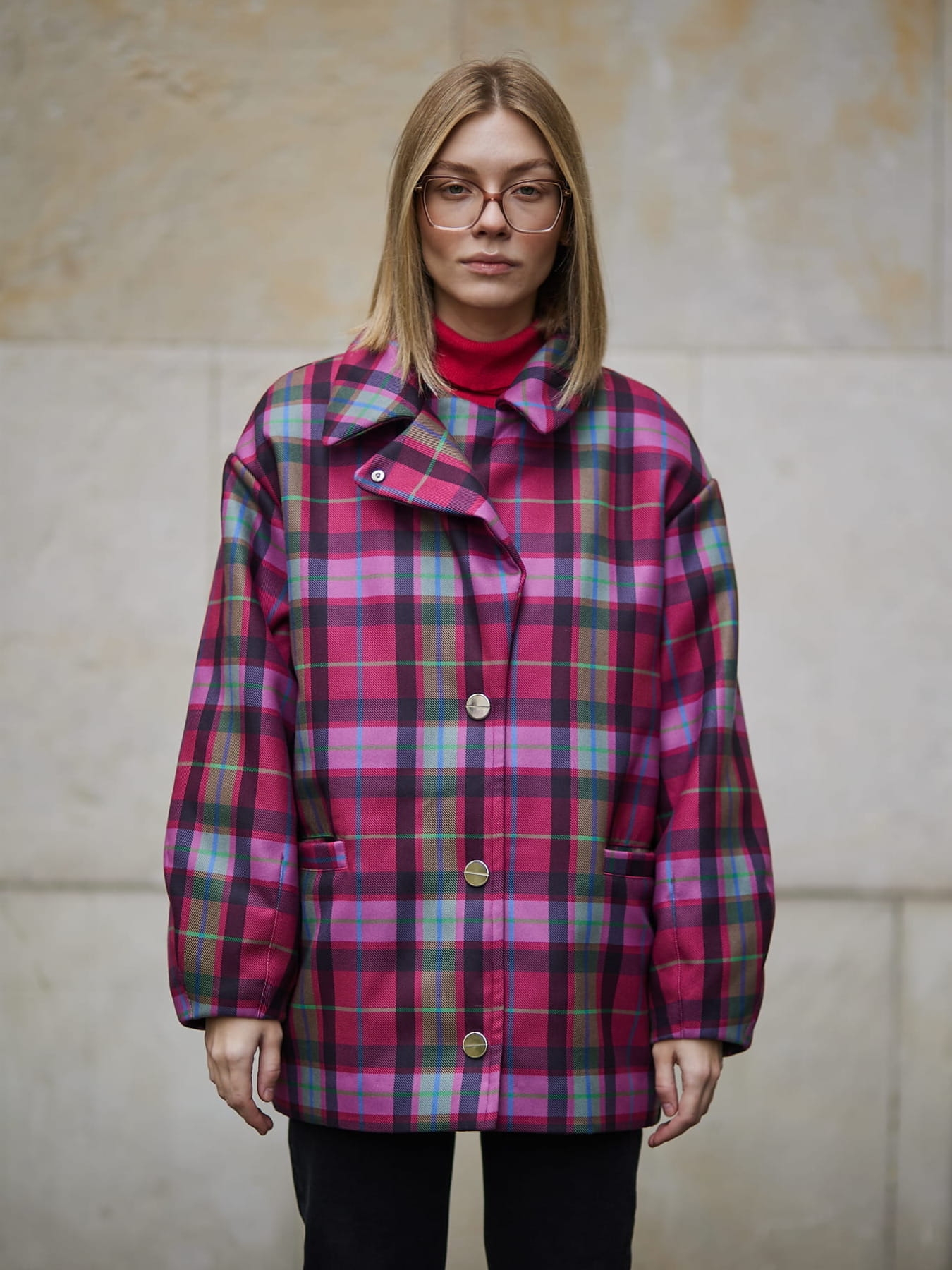 Kurtka wełniana TINITA - Krata