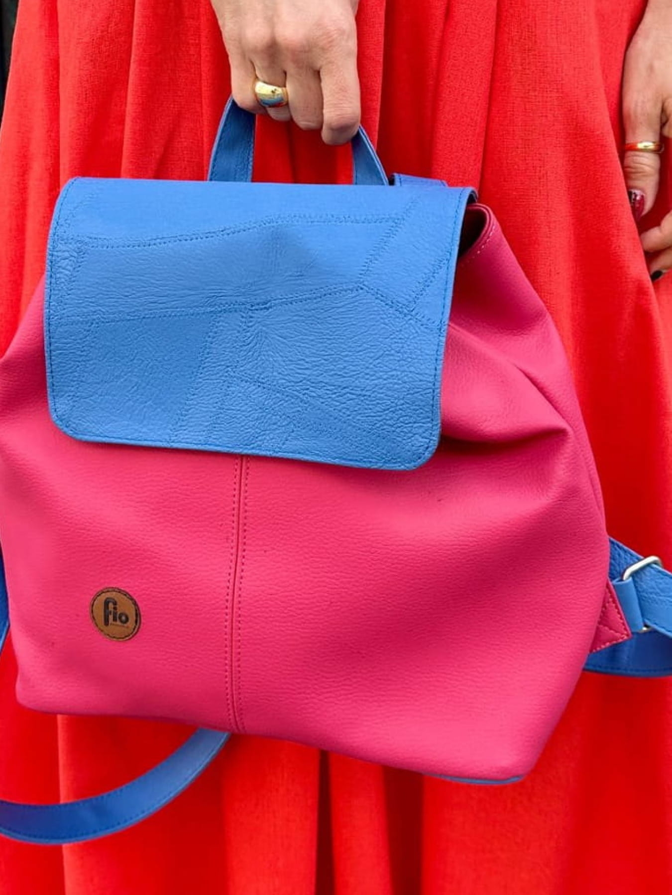 Plecak Miejski Fresa Różowy Plecak Miejski z Eco Skóry Pracownia FIO