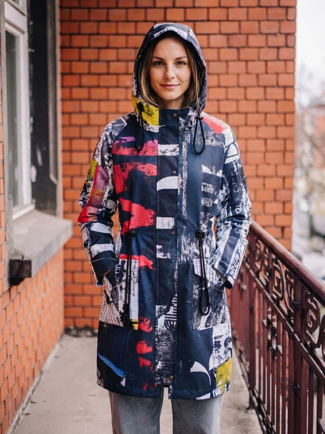 KURTKA ZIMOWA COLLAGE wizualizacja AI, ujęcie full body