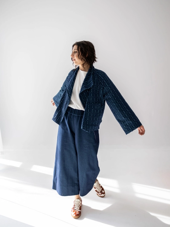 kuloty denim granatowe elastyczny pas