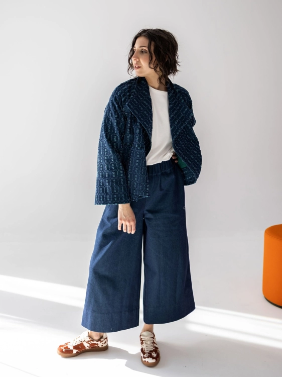 kuloty denim granatowe elastyczny pas