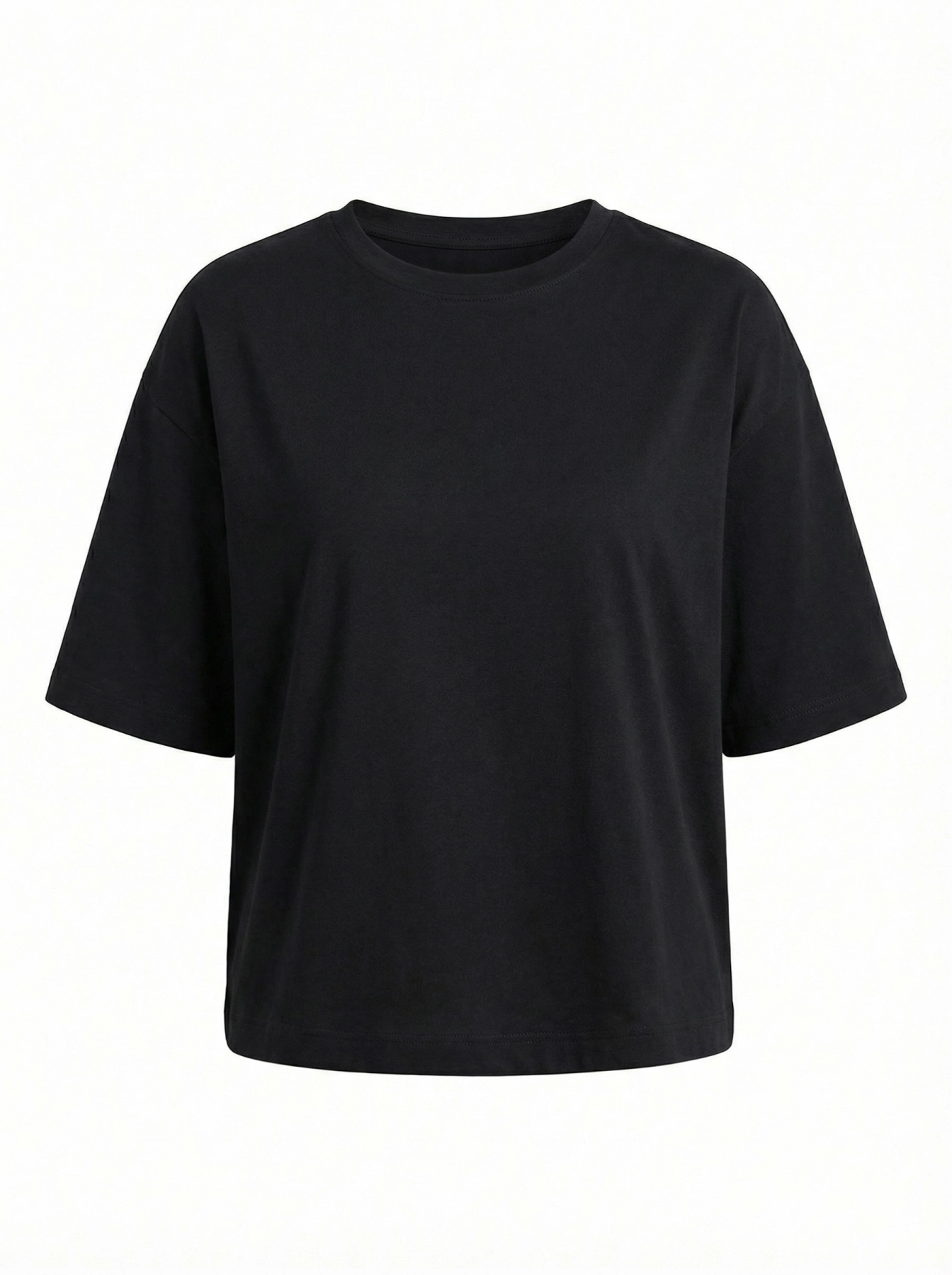 bluzka damska Basic Soft z miękkiej bawełny z elastanem, o luźnym fasonie i krótkim rękawie.