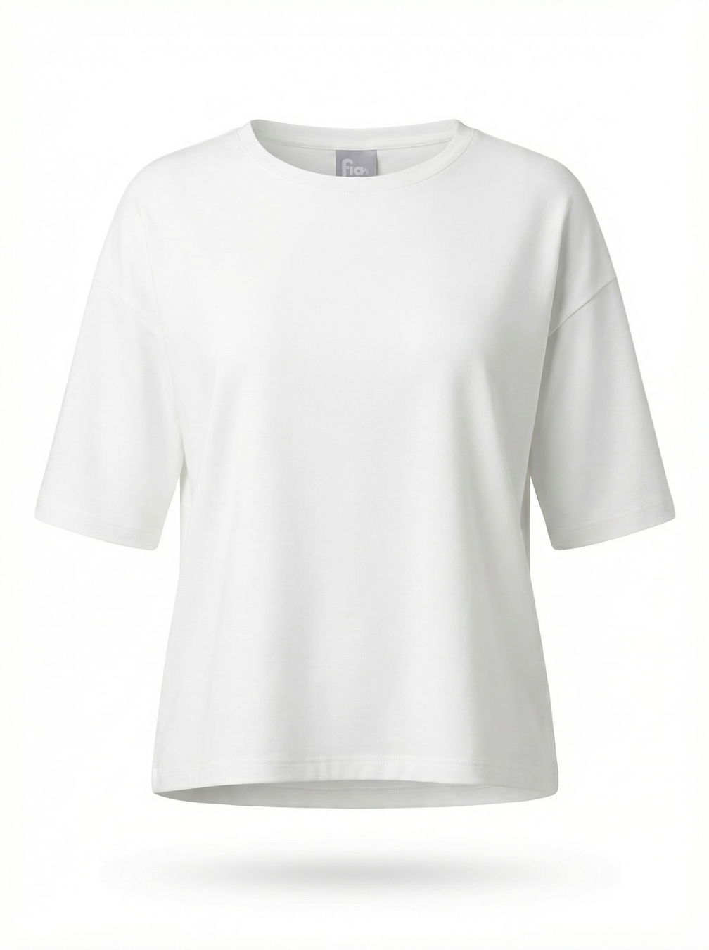 bluzka damska Basic Soft z miękkiej bawełny z elastanem, o luźnym fasonie i krótkim rękawie.