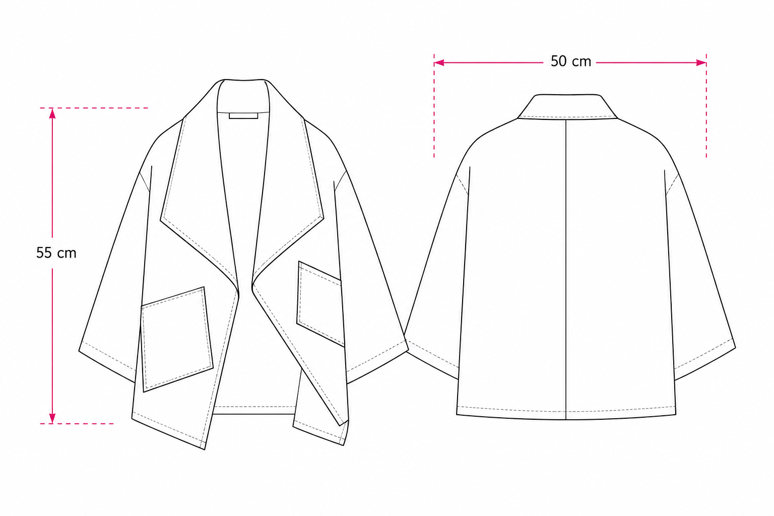 Dwustronne bawełniane kimono oversize z asymetrycznymi kieszeniami marki Pracownia FIO
