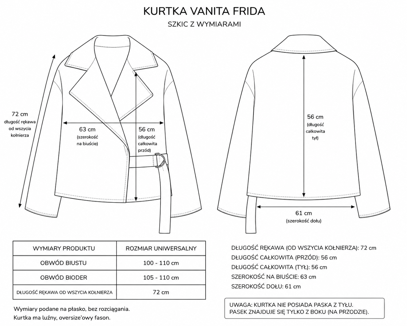 Kurtka Vanita Frida w błękitny ornamentalny wzór z szerokim kołnierzem i paskiem z metalowym detalem.