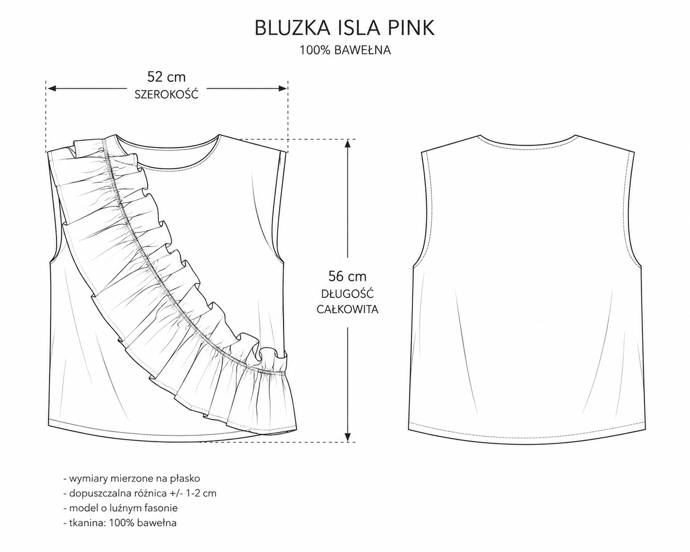 Bawełniana bluzka ISLA PINK w różowo-pomarańczowe pasy z ozdobną falbaną