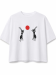 Biały T-SHIRT ANTS ze 100% bawełny z autorskim nadrukiem dwóch czarnych mrówek i czerwonej kropki na przodzie
