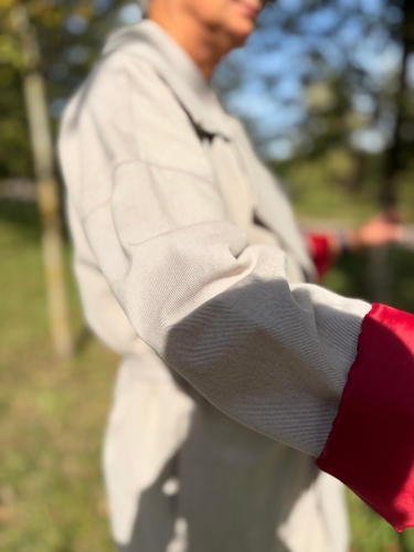 PŁASZCZ VANITA BEIGE z podszewką HEXA FLOWER Pracownia FIO