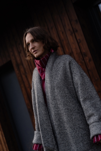 PŁASZCZ NORTH GREY oversize z wełną i alpaką Pracownia FIO