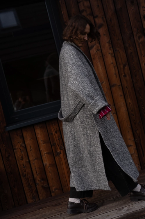 PŁASZCZ NORTH GREY oversize z wełną i alpaką Pracownia FIO