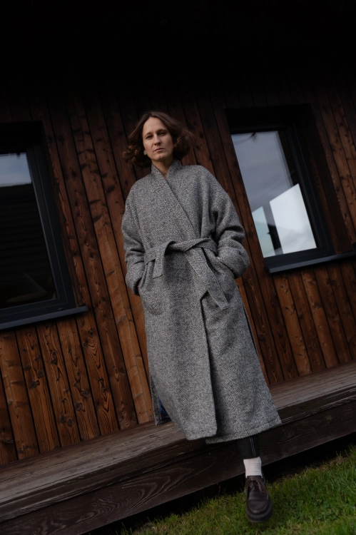PŁASZCZ NORTH GREY oversize z wełną i alpaką Pracownia FIO