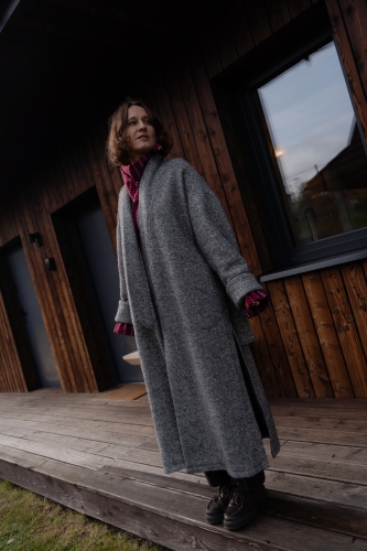 PŁASZCZ NORTH GREY oversize z wełną i alpaką Pracownia FIO