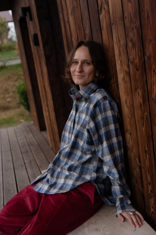 KOSZULA BLUE TARTAN bawełniana oversize Pracownia FIO