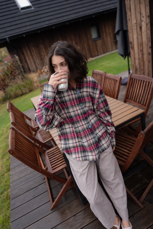 KOSZULA RED TARTAN bawełniana oversize Pracownia FIO