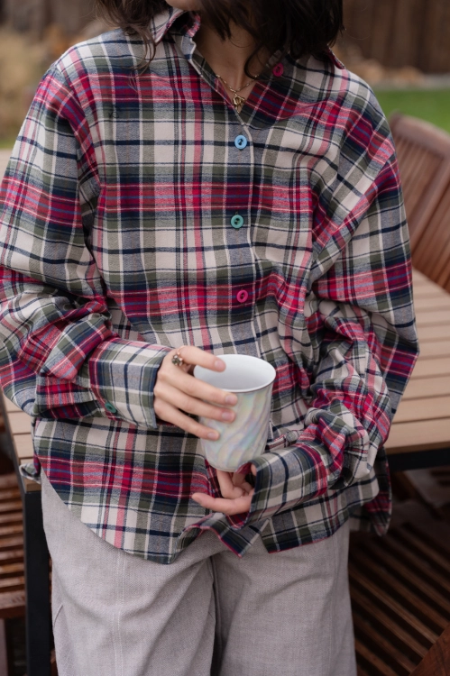 KOSZULA RED TARTAN bawełniana oversize Pracownia FIO
