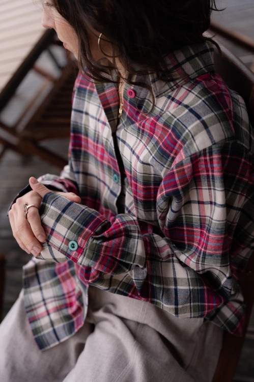 KOSZULA RED TARTAN bawełniana oversize Pracownia FIO