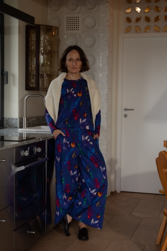 SPODNIE BLUE bawełniane z autorskim printem Sylwii Zarychty Pracownia FIO