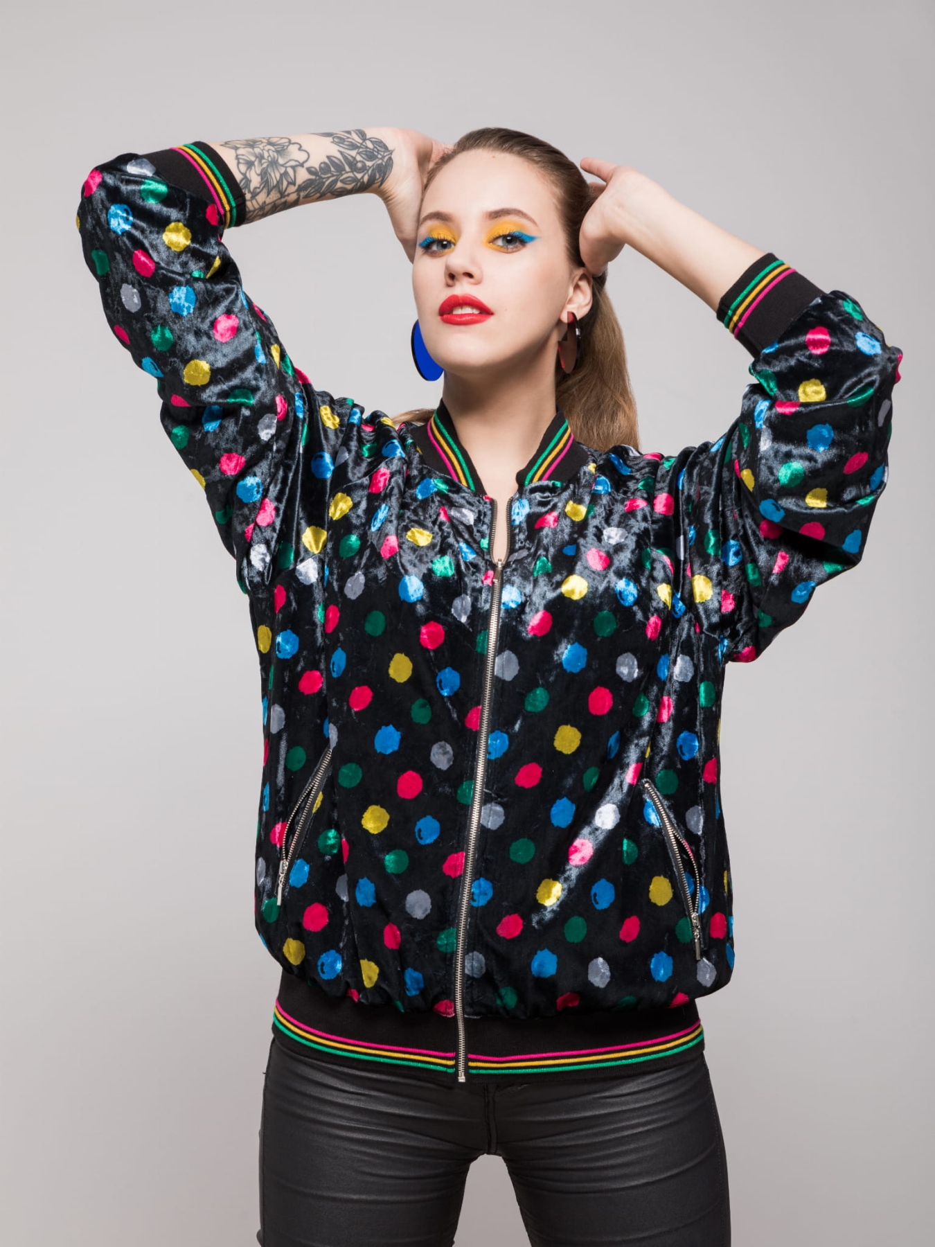 KURTKA BOMBER - KOLOROWE GROCHY