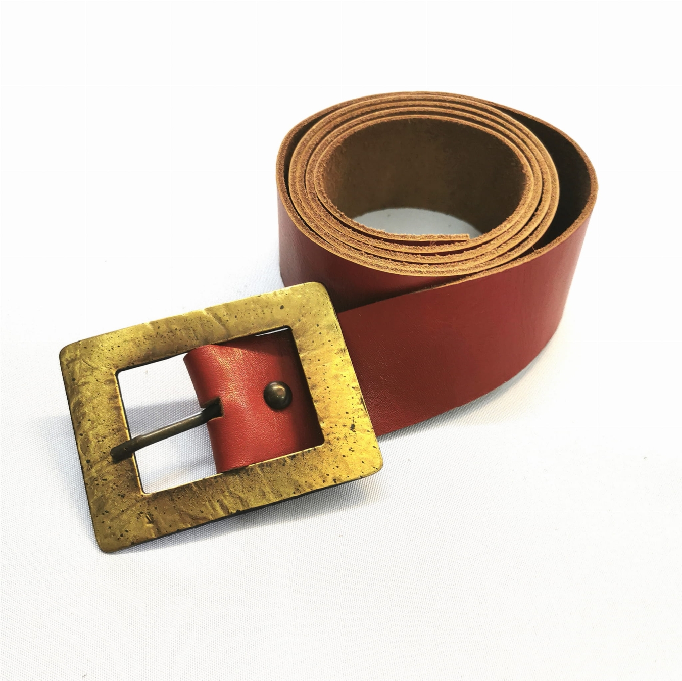 Pasek Skórzany FIO- Gładki Czerwony