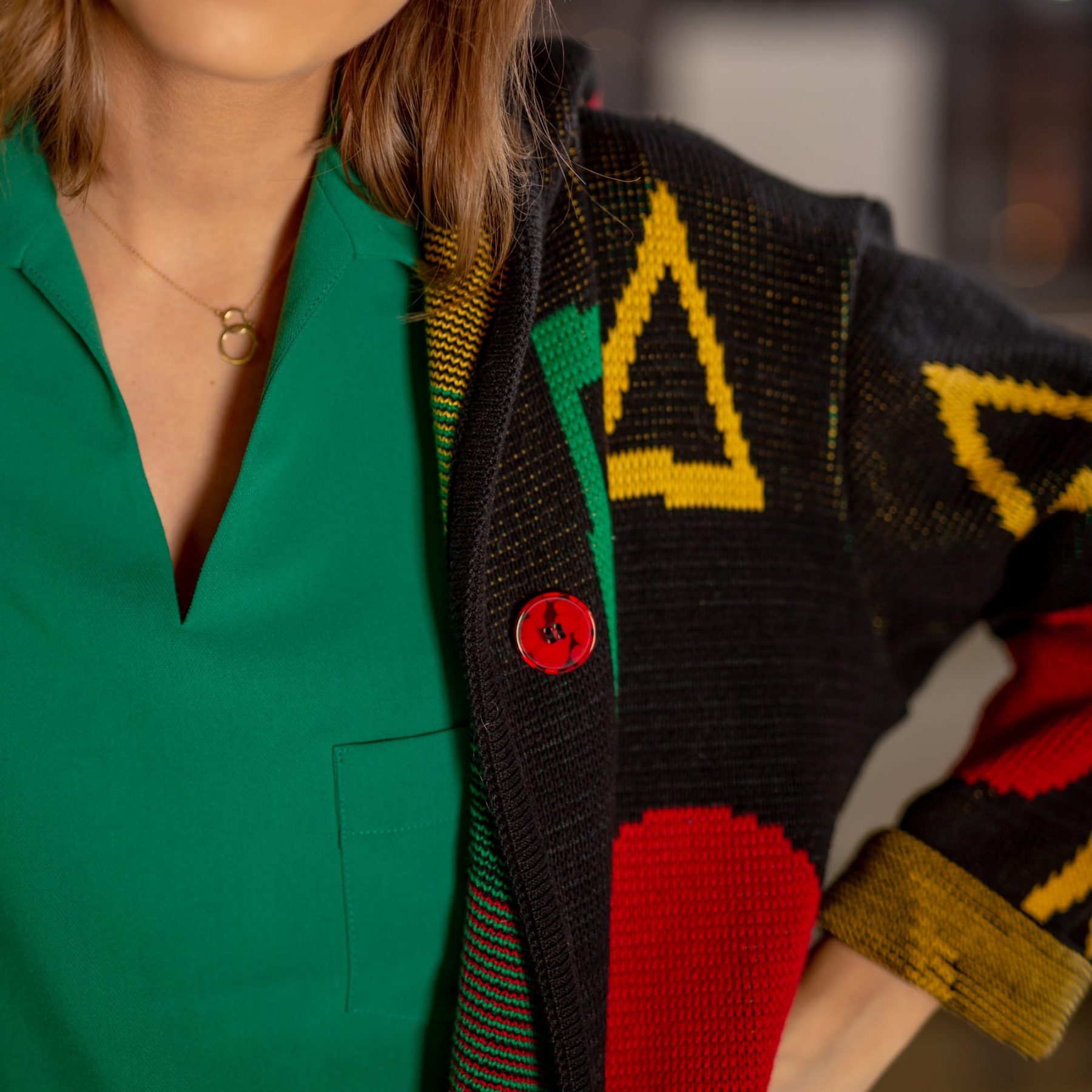 Kardigan Długi Geometria - black