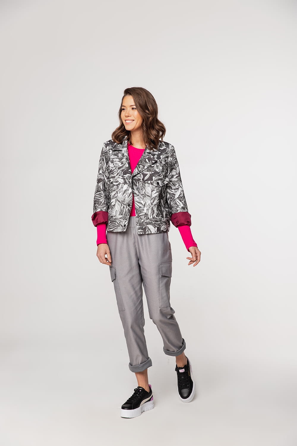 Kurtka Estera - Szare Kwiaty