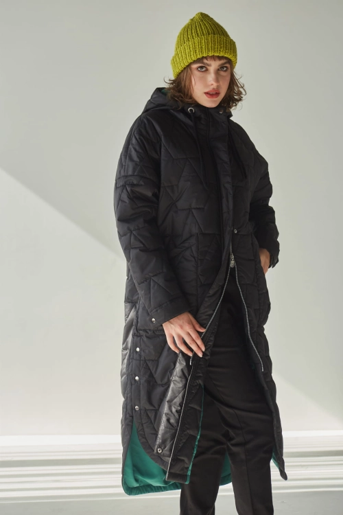 Peleryna Zimowa Pikowana - Black