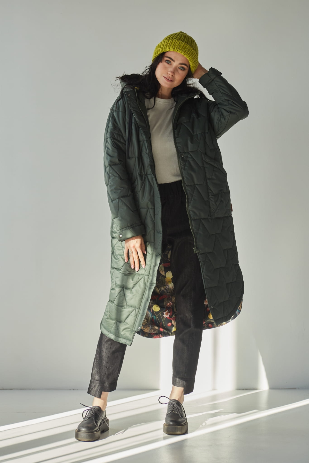 Peleryna Zimowa Pikowana - Khaki