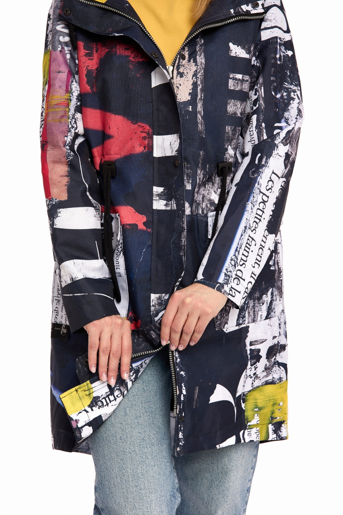 parka damska z autorskim wzorem przód, kolorowa kurtka z kapturem