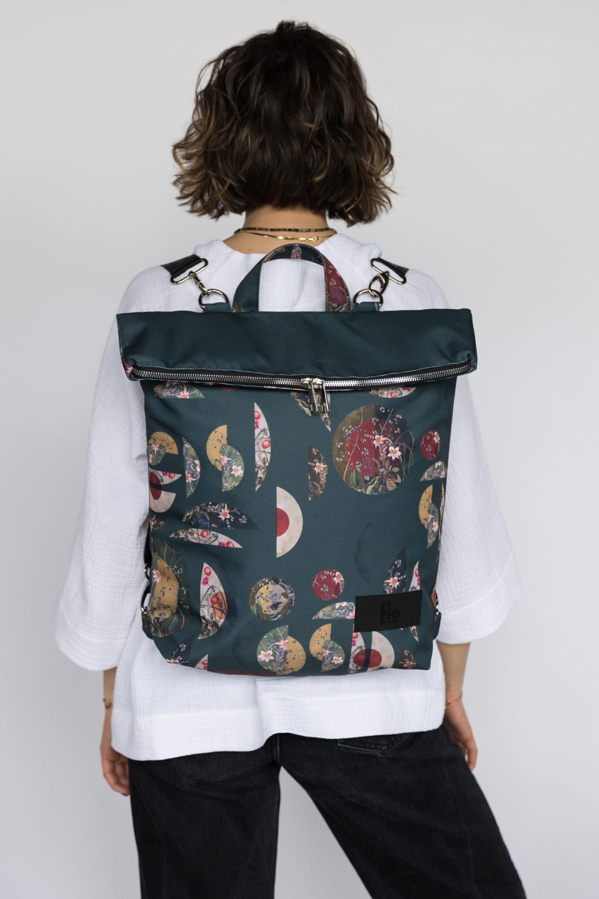 Plecak Miejski Premium Zielnik z Autorskim Wzorem i Kominem