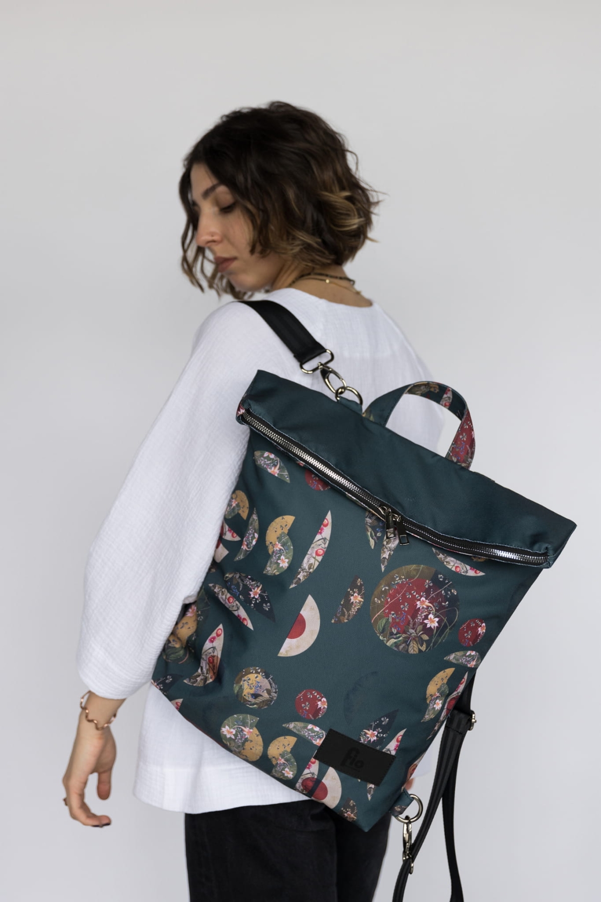 Plecak Miejski Premium Zielnik z Autorskim Wzorem i Kominem