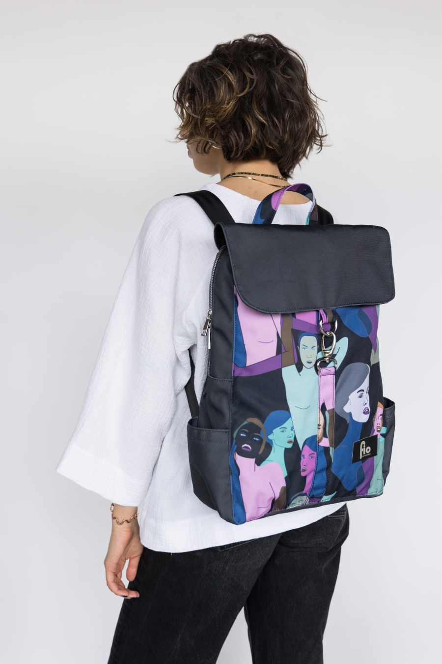 Plecak Miejski Twarze - Wodoodporny z Autorskimi Printami