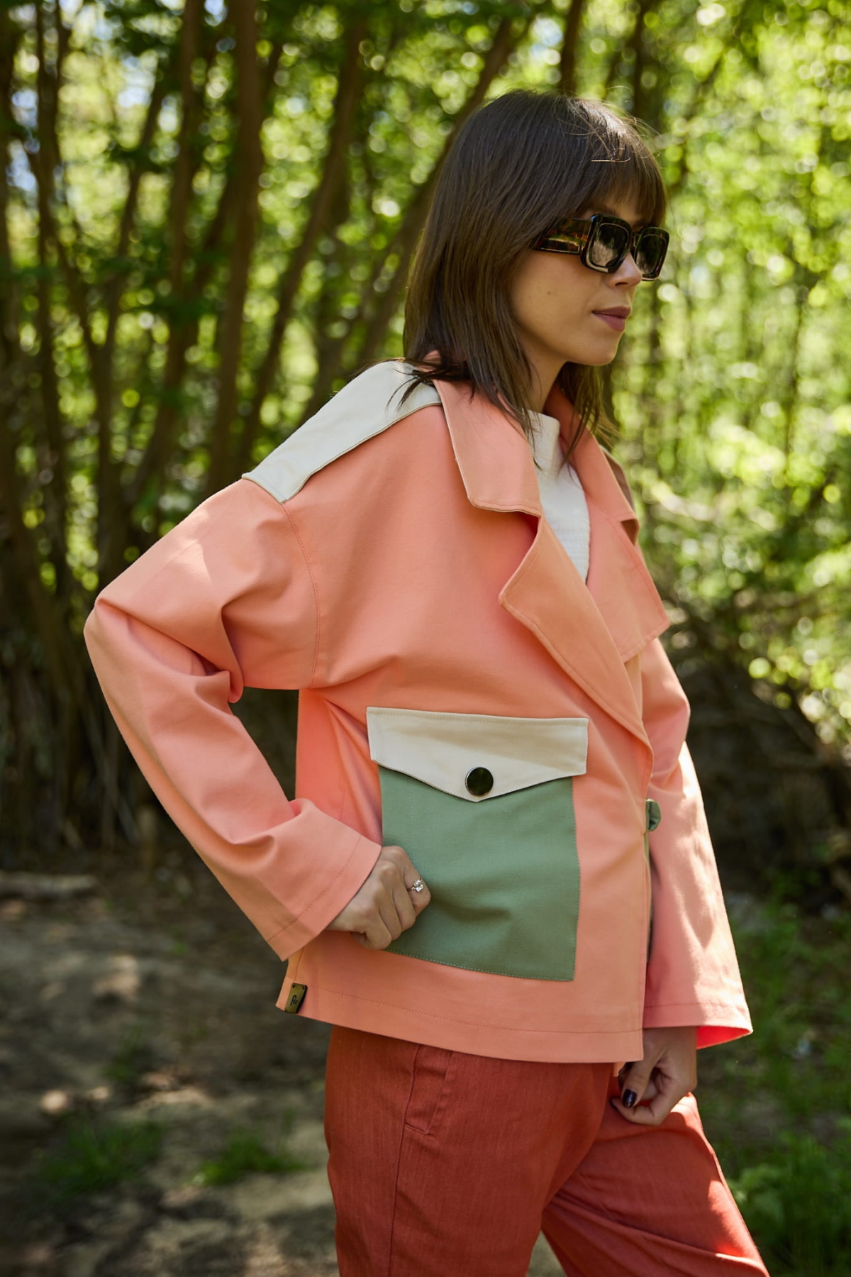 Kurtka Damska "Vanita Orange Mix " - Casualowa Elegancja od Pracowni Fio