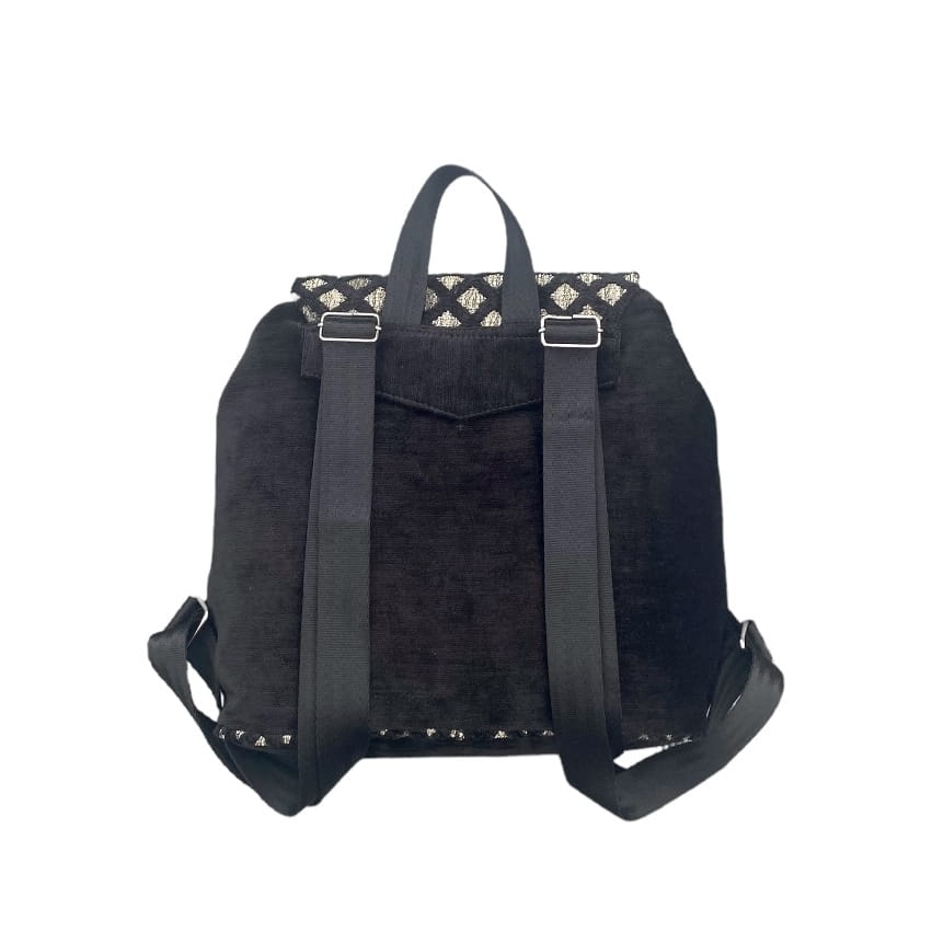 Czarny Plecak Miejski z Chenille Pracownia FIO