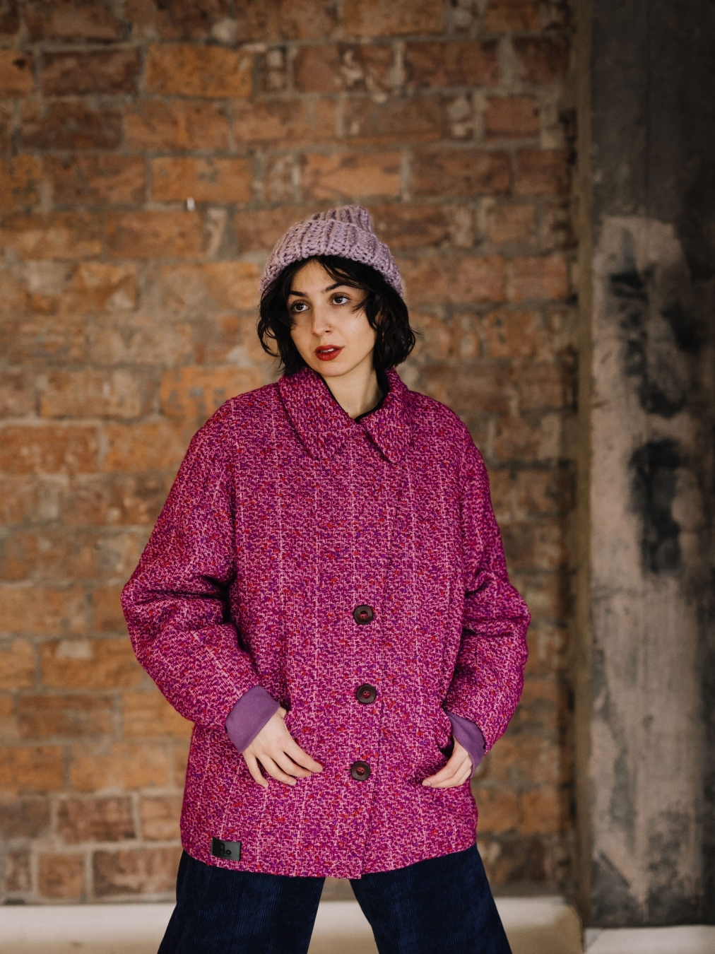 Kurtka wełniana TINITA -Fucsia