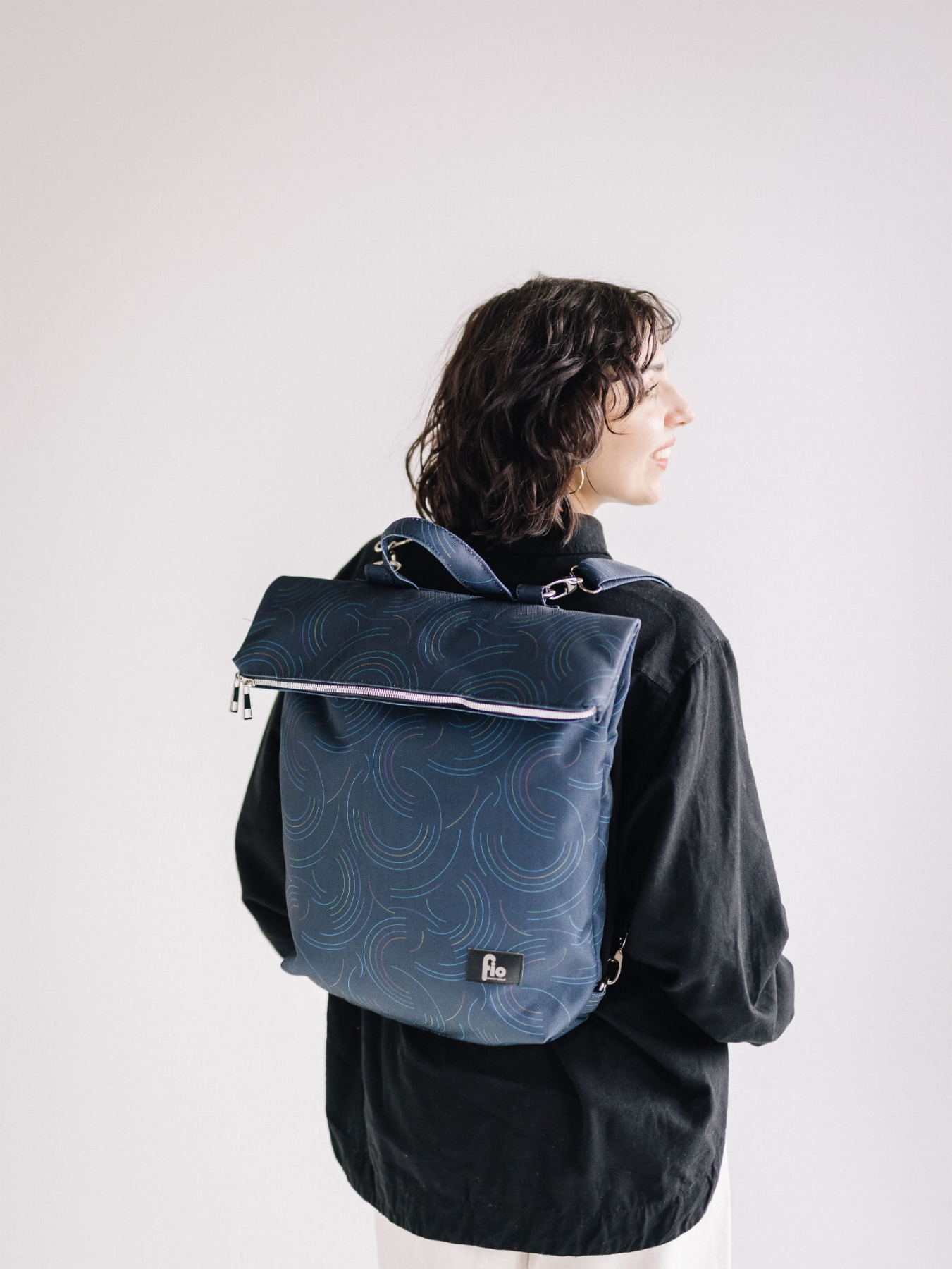 Plecak Miejski Kreski z Autorskim Wzorem i Kominem