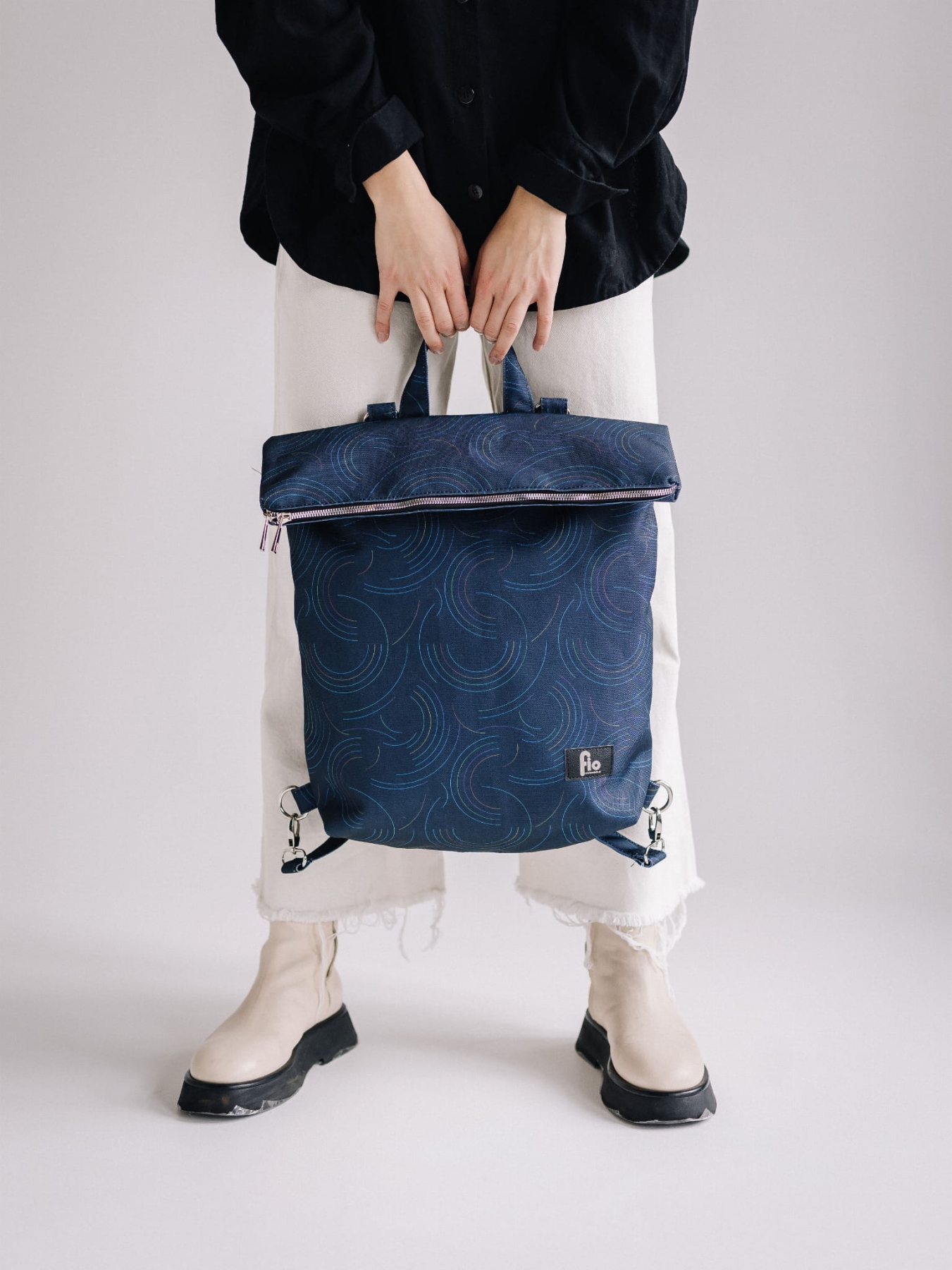 Plecak Miejski Kreski z Autorskim Wzorem i Kominem