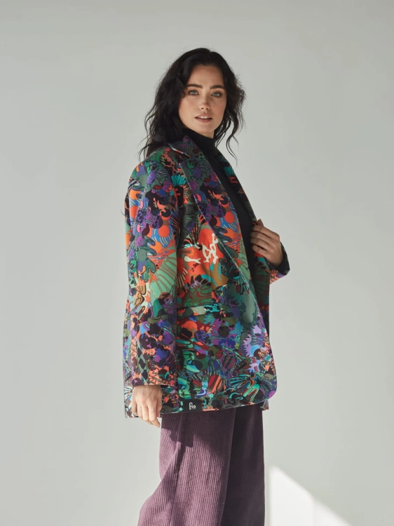 Marynarka Macchia Oversize z Autorskim Printem - Pracownia Fio