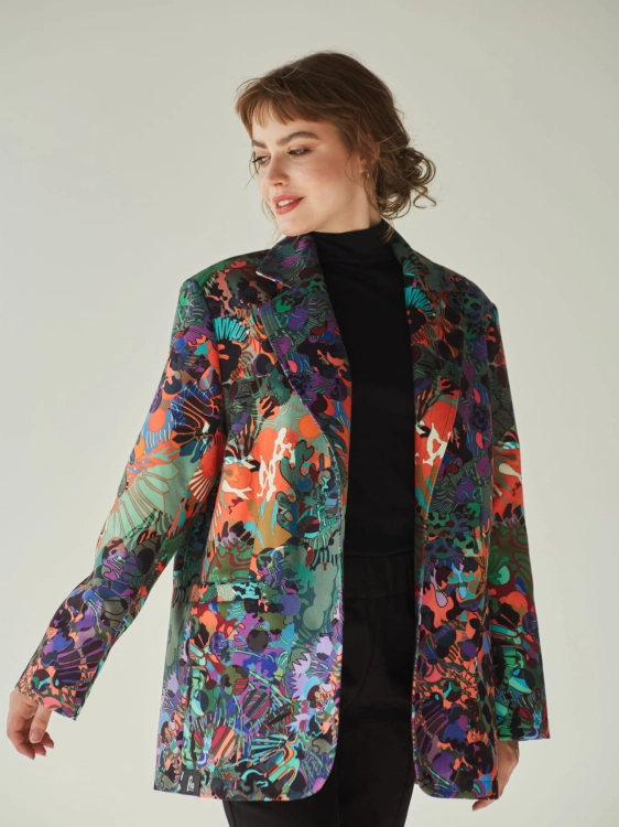Marynarka Macchia Oversize z Autorskim Printem - Pracownia Fio