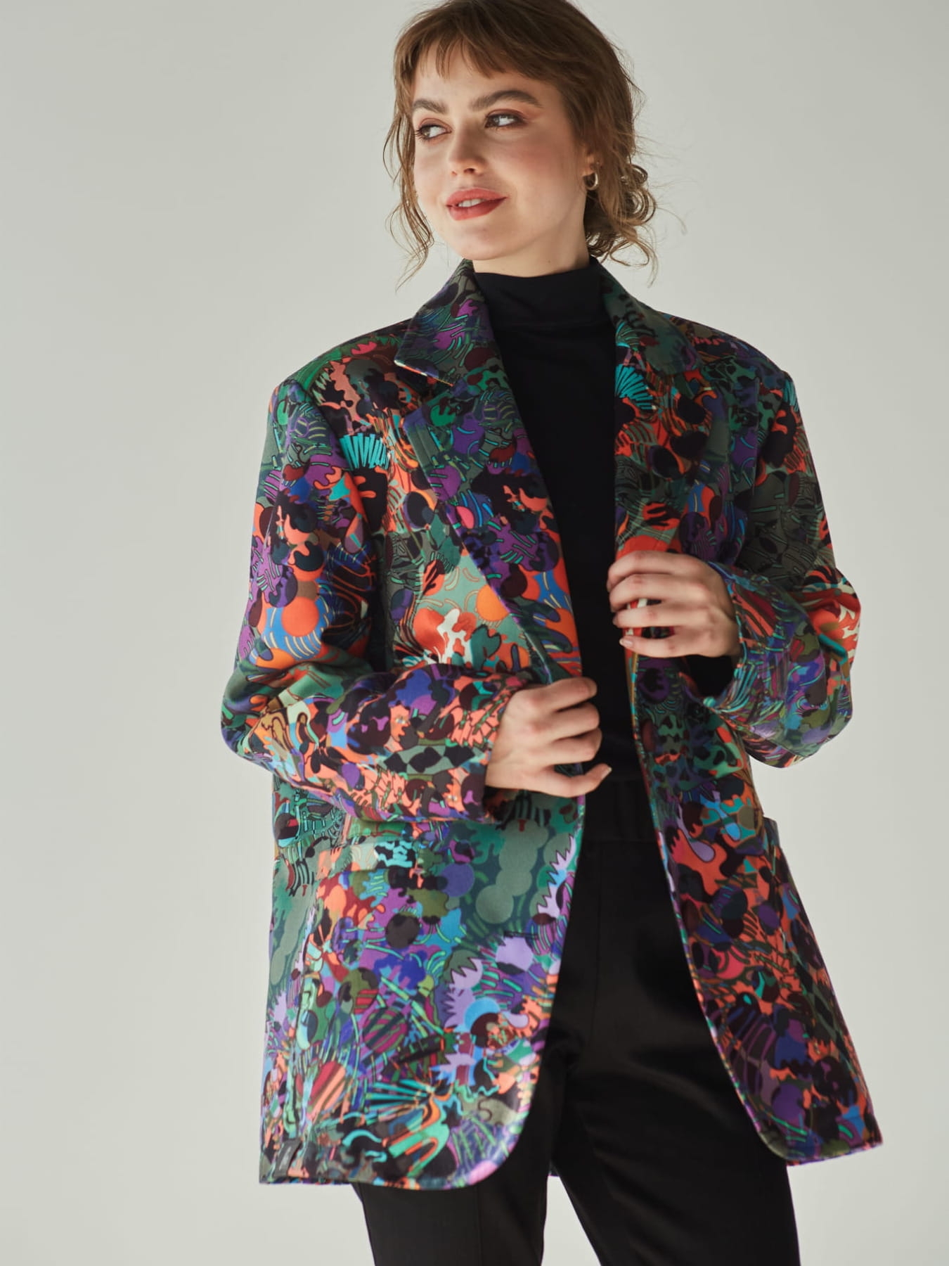 Marynarka Macchia Oversize z Autorskim Printem - Pracownia Fio