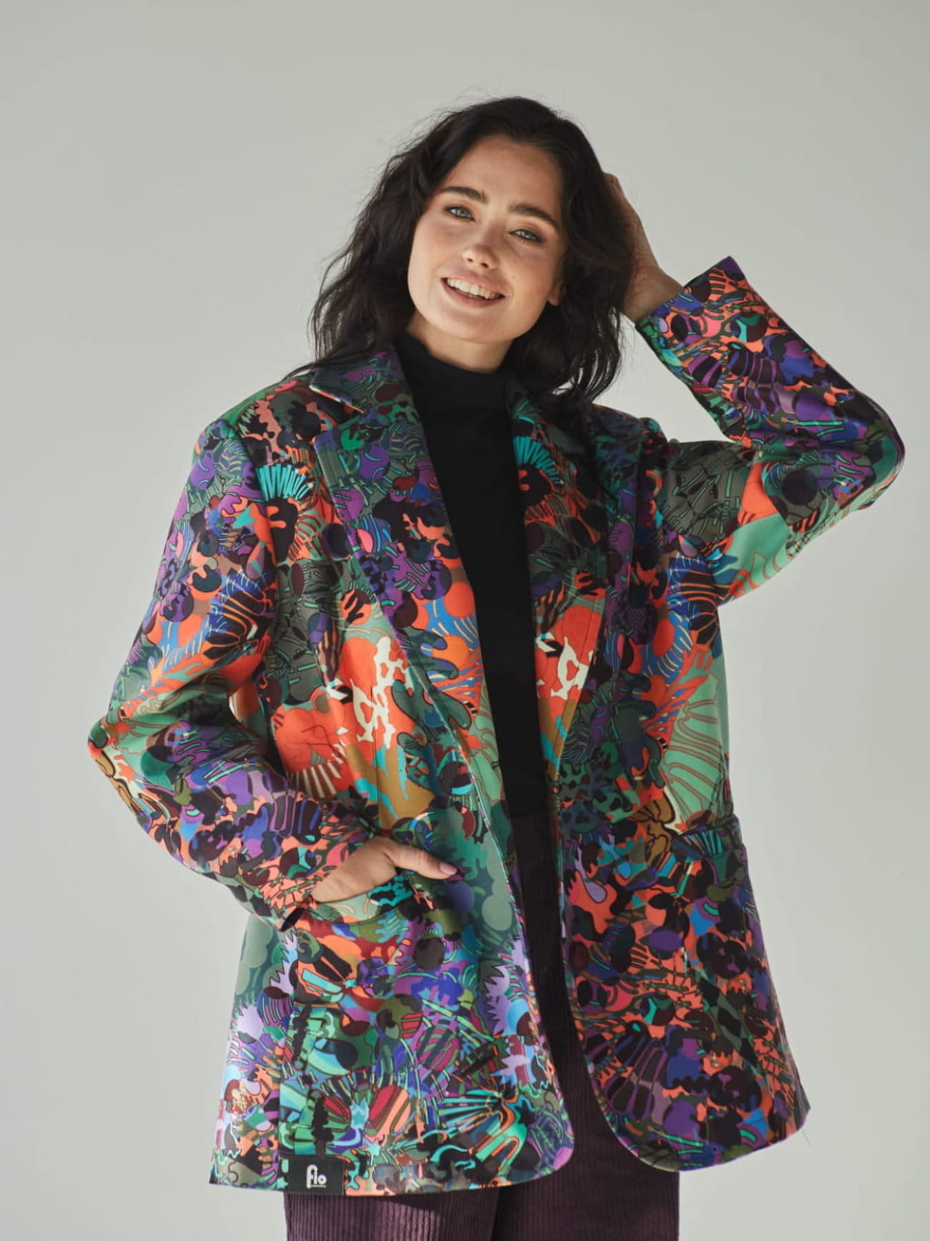 Marynarka Macchia Oversize z Autorskim Printem - Pracownia Fio