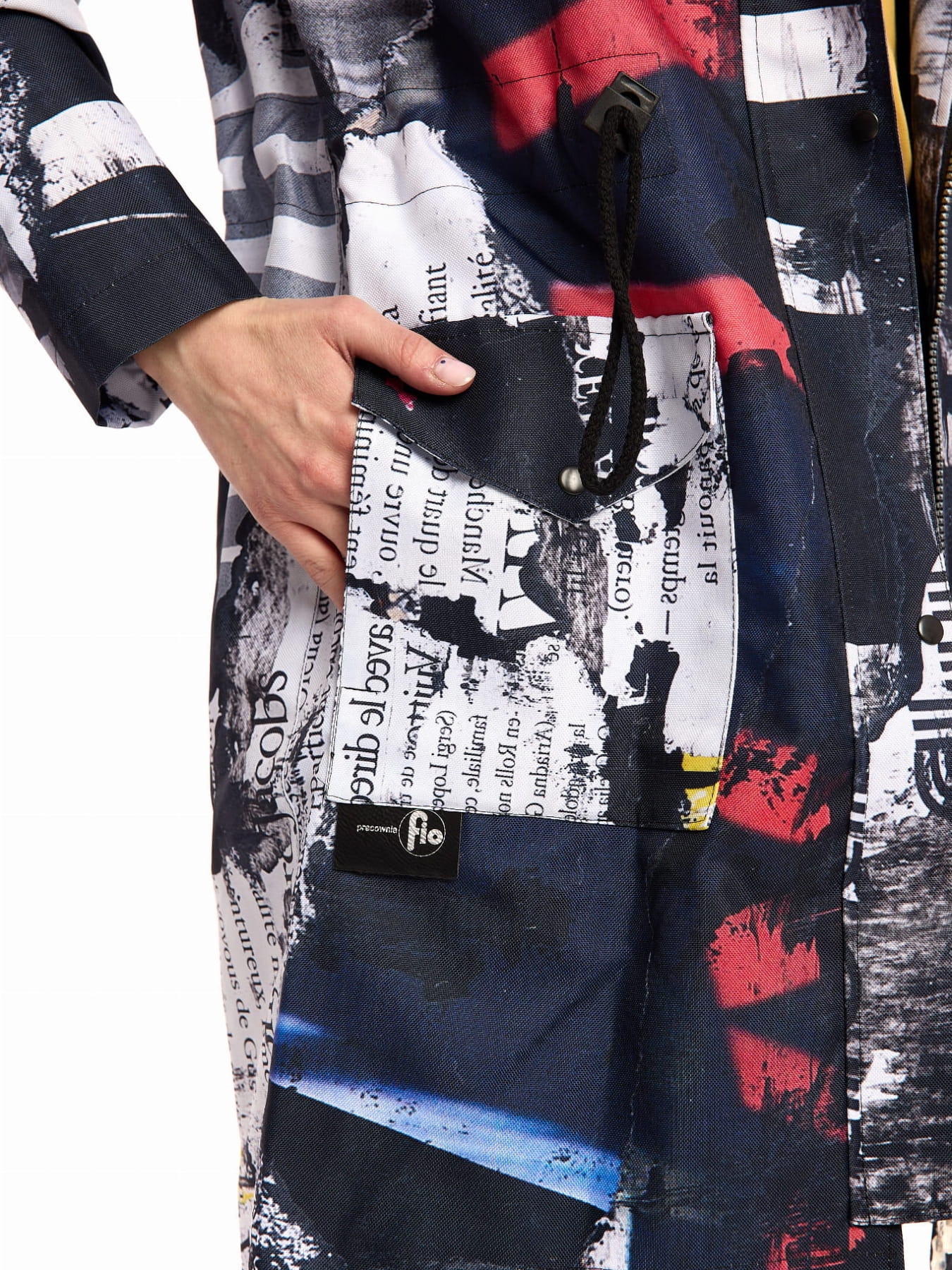 parka damska z autorskim wzorem przód, kolorowa kurtka z kapturem