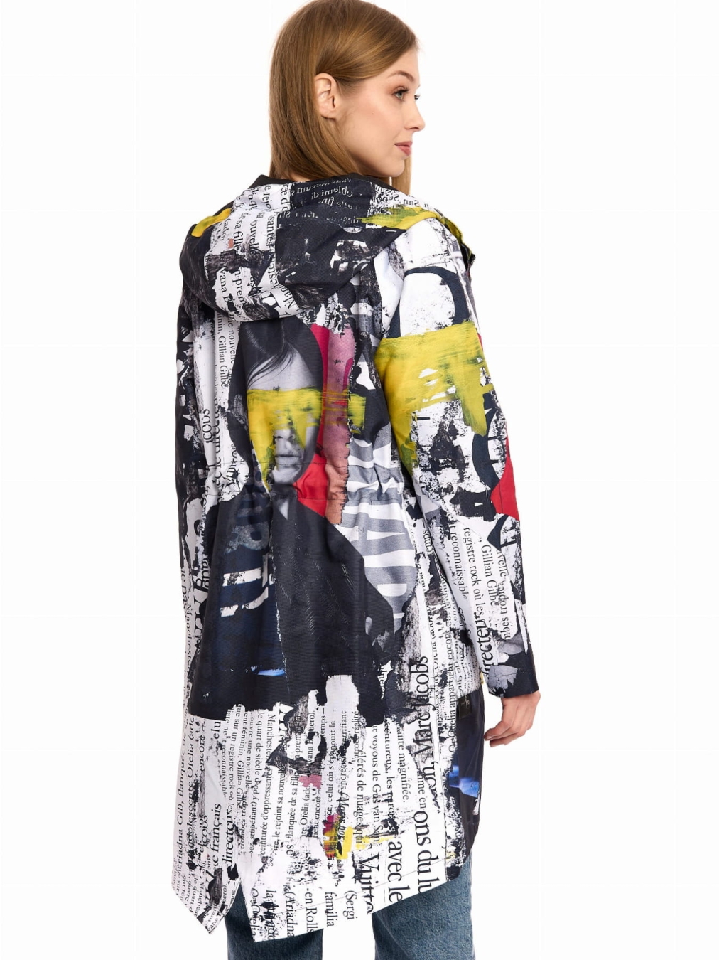 parka damska z autorskim wzorem przód, kolorowa kurtka z kapturem