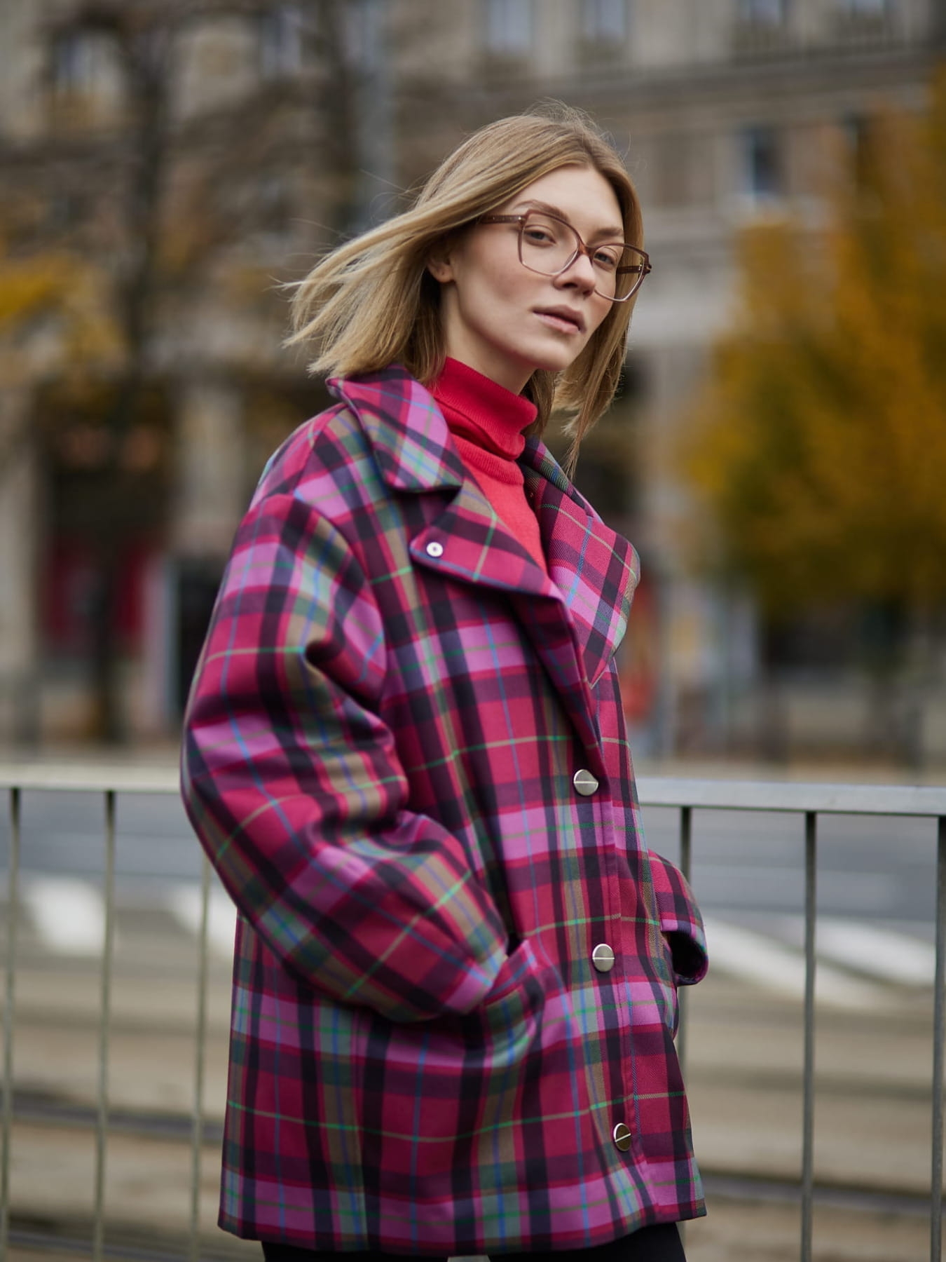 Kurtka wełniana TINITA - Krata