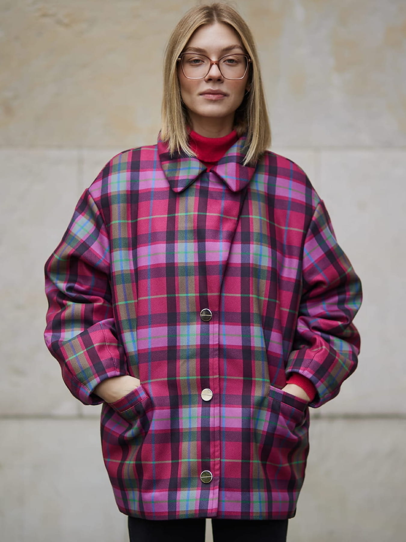 Kurtka wełniana TINITA - Krata