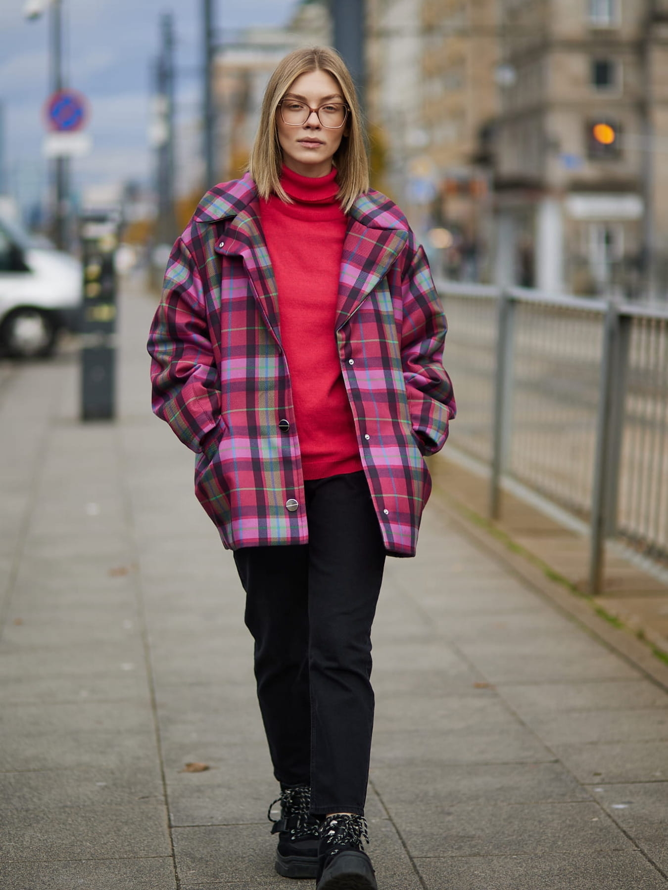 Kurtka wełniana TINITA - Krata