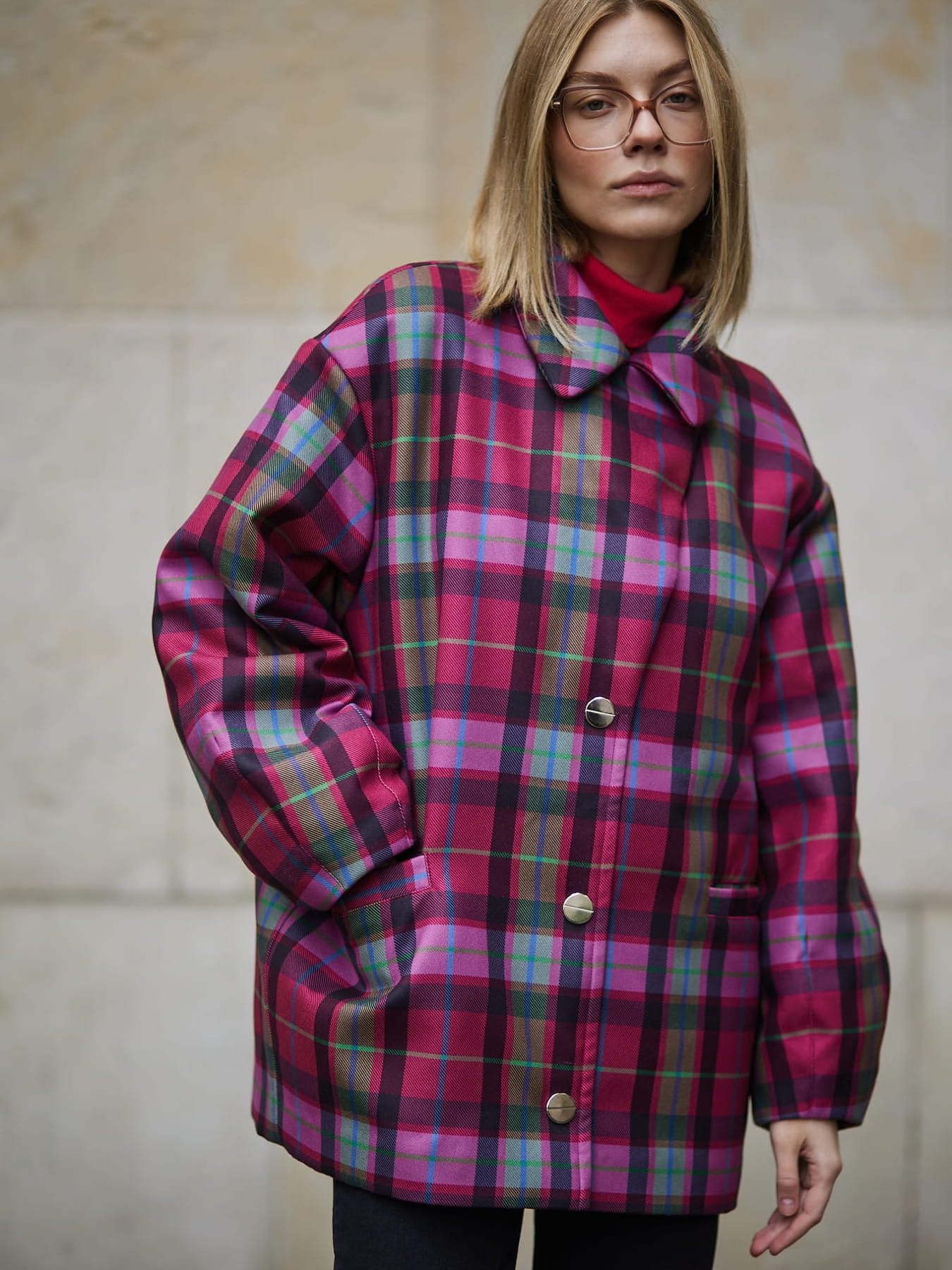 Kurtka wełniana TINITA - Krata