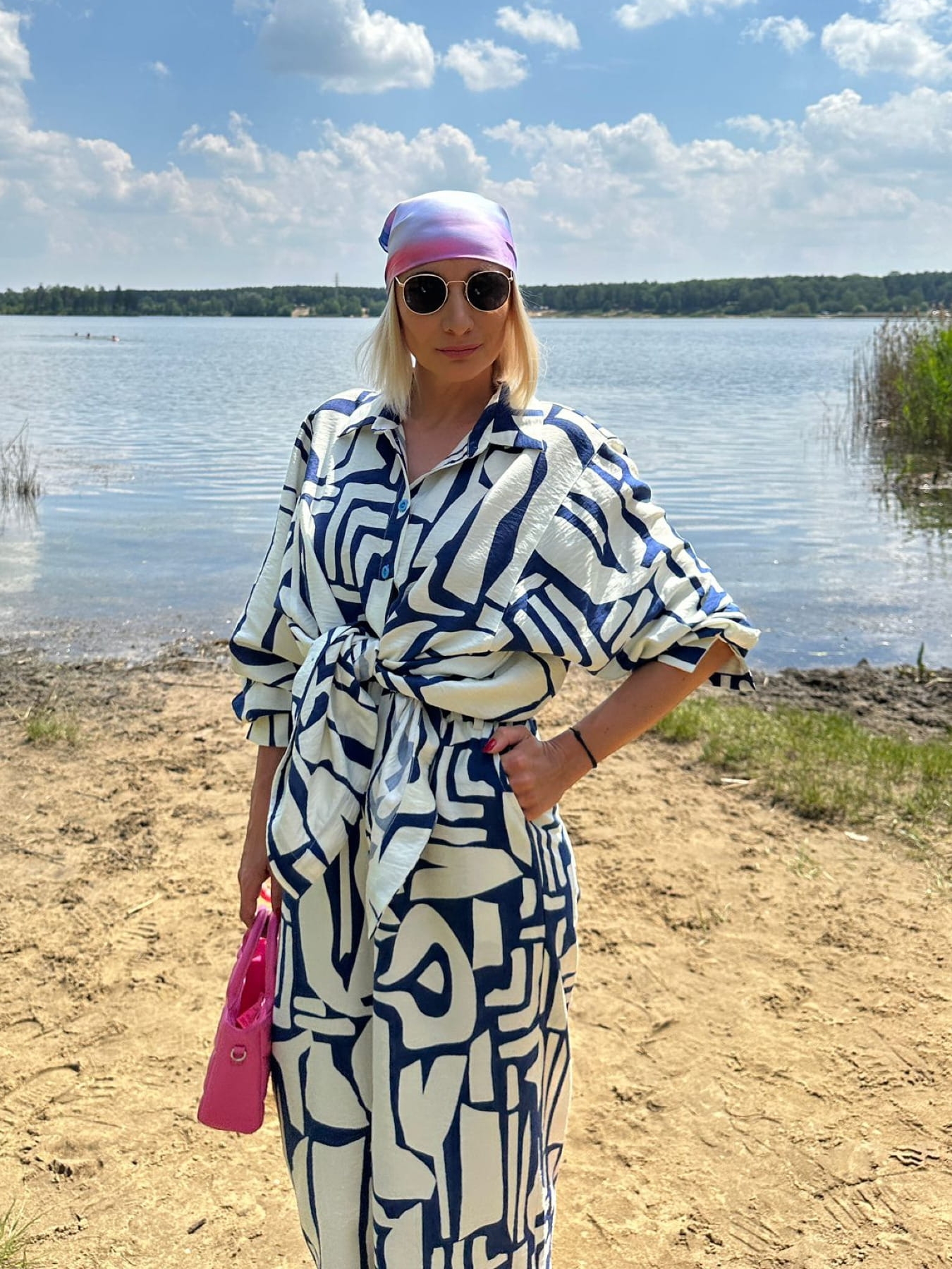 Oversizowa koszula z Viskozy- Mykonos