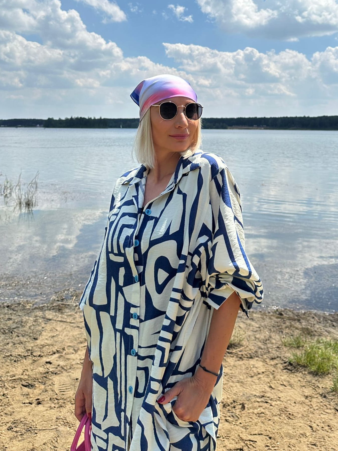 Oversizowa koszula z Viskozy- Mykonos