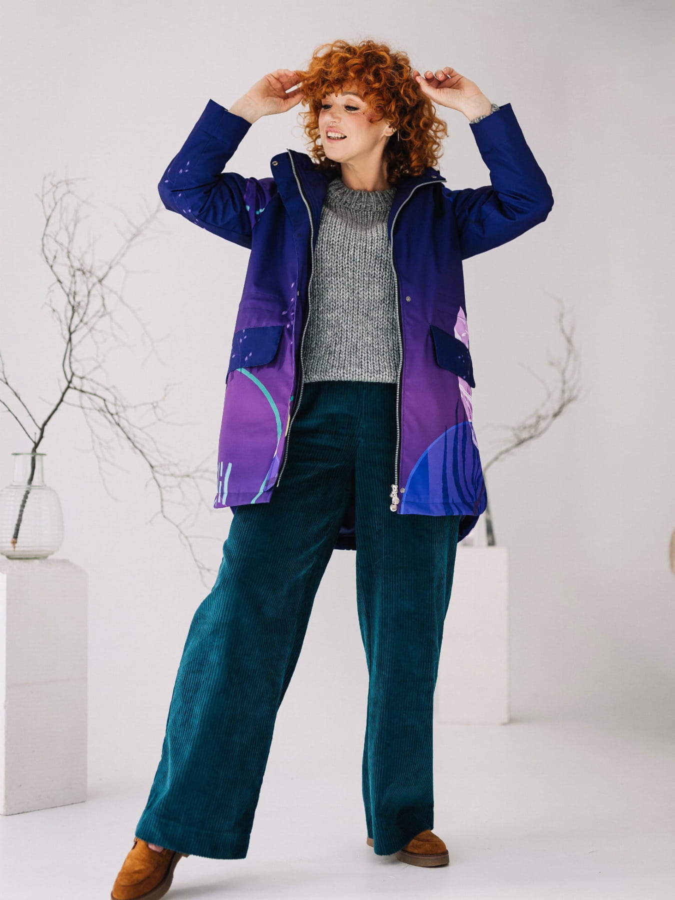 Spodnie Sztruksowe Gruby Prążek - Szmaragdowy