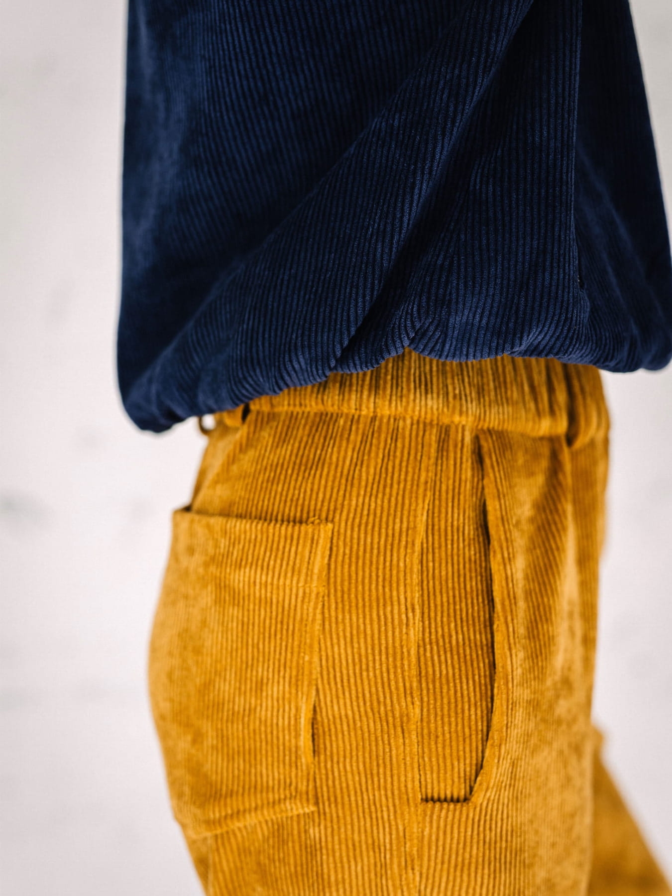 Spodnie Sztruksowe Gruby Prążek - Ochra